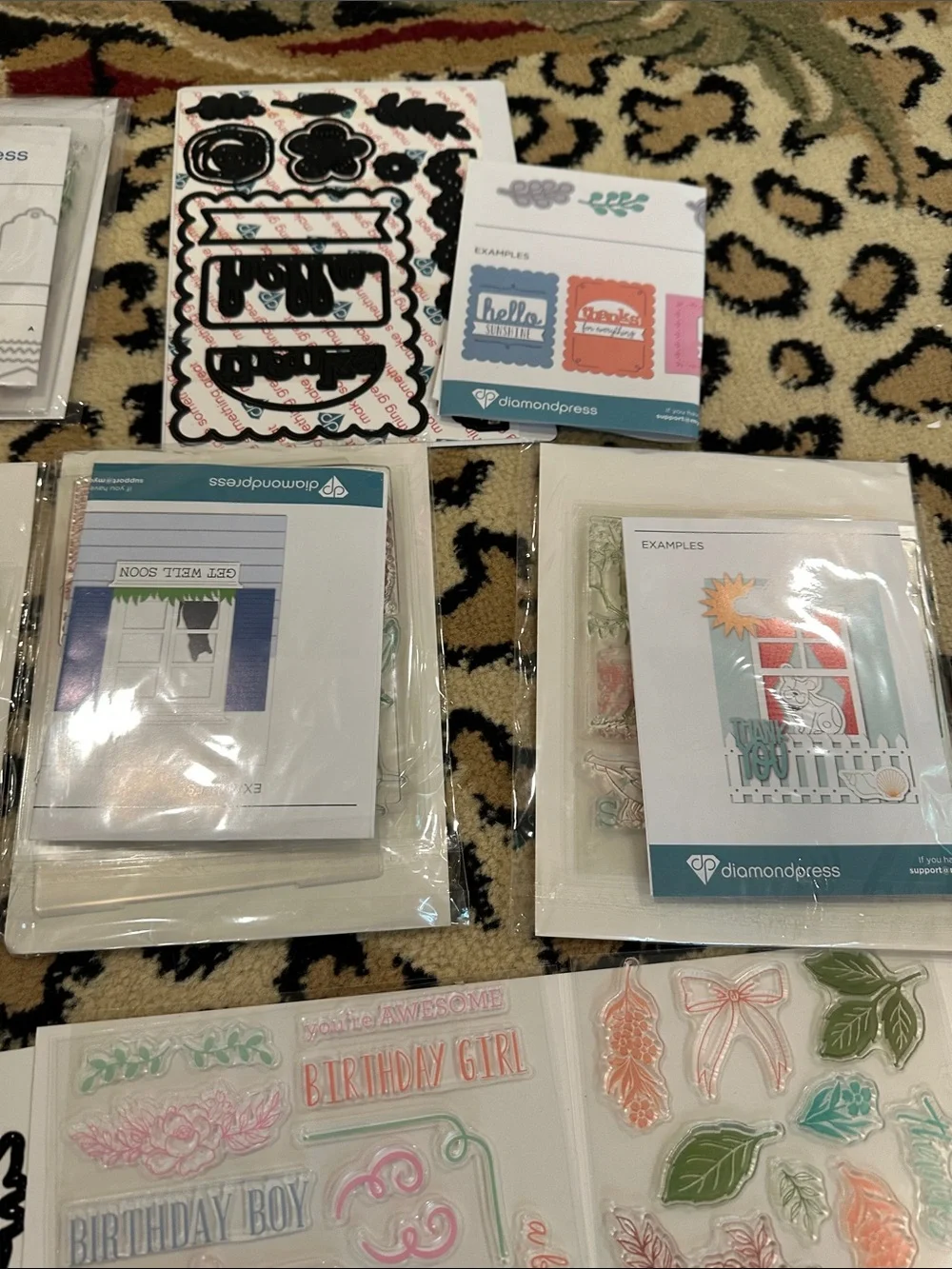Diamond press Craft Stamp & Die Sets Collection - Pink, Green, Teal Accents